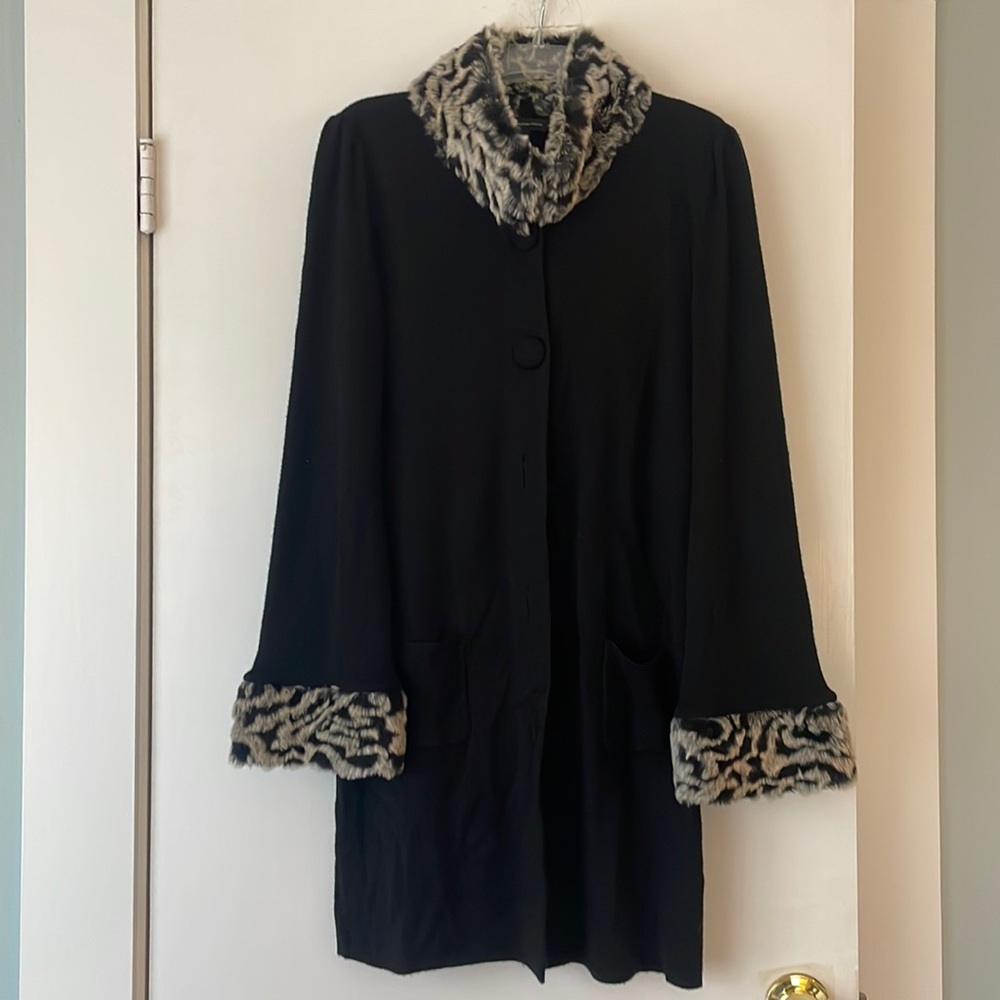 Faux fur trimmed coat